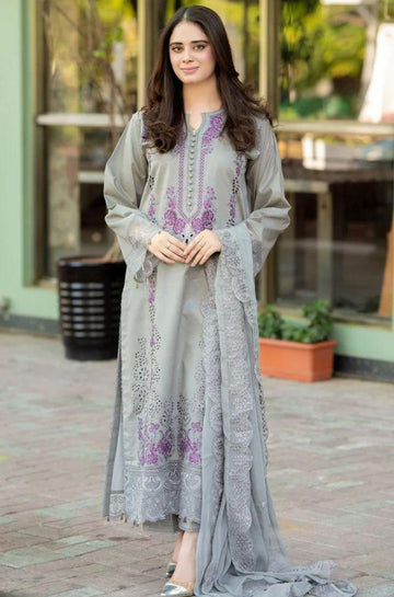 Mushq Heavy Chikankari Lawn With Bamber Chiffon Dupatta